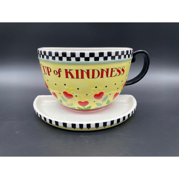 Vintage Mary Engelbreit Wall Pocket Vase Planter Basket Cup of Kindness - Picture 2 of 9